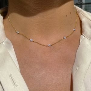 Air Blue Opal Dainty Choker Necklace Dipped in Fine Rose Gold